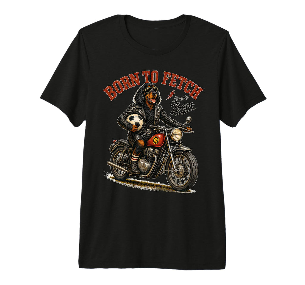 Gordon Setter Motorbike Love Footbal T-Shirt - Aesthetic Graphic Unisex - T-Shirt, Sweatshirt, Hoodie