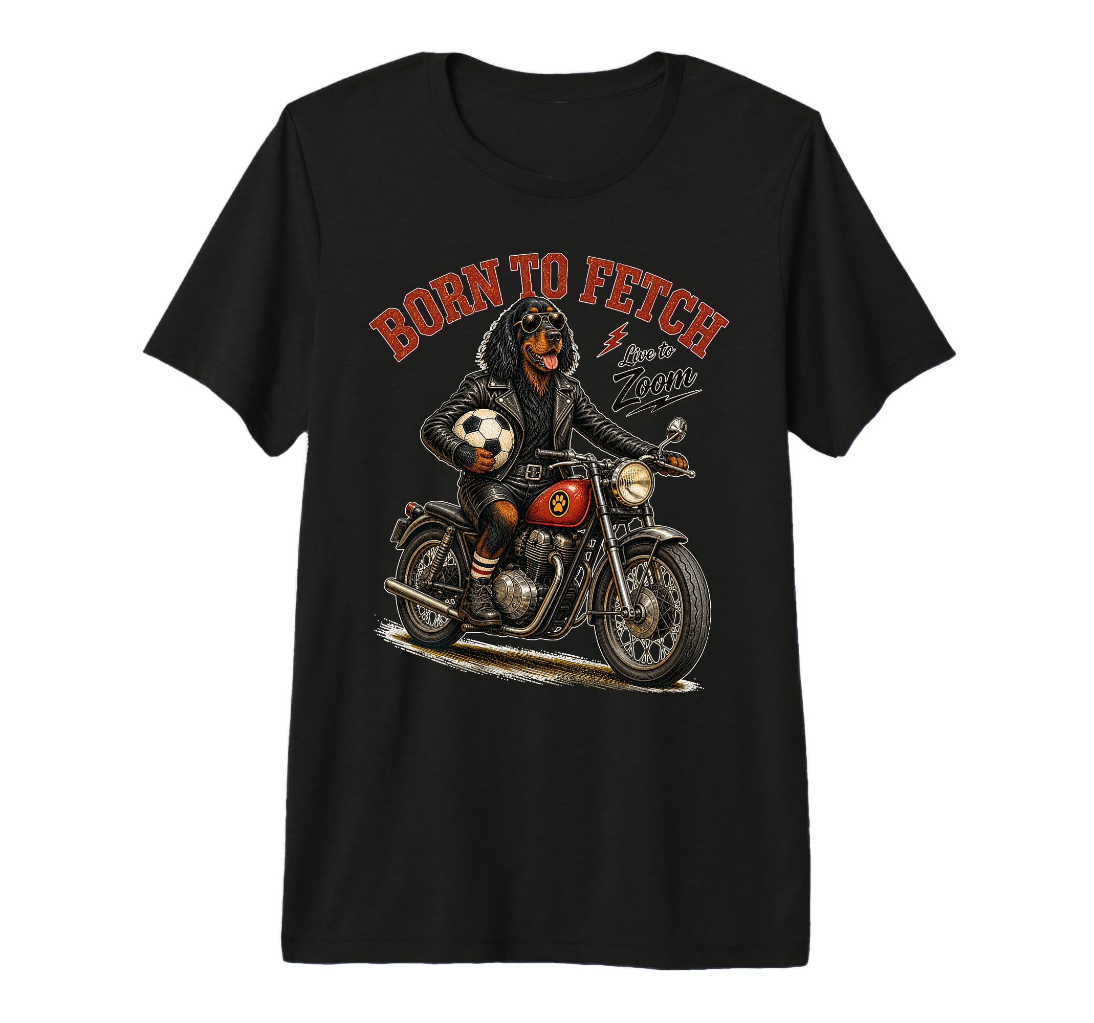 Gordon Setter Motorbike Love Footbal T-Shirt - Aesthetic Graphic Unisex - T-Shirt, Sweatshirt, Hoodie