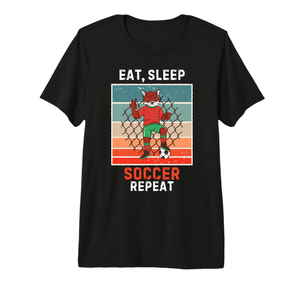 Fox Eat Sleep Soccer Repeat Grunge T-Shirt - Custom Art Print for Adults - T-Shirt, Sweatshirt, Hoodie