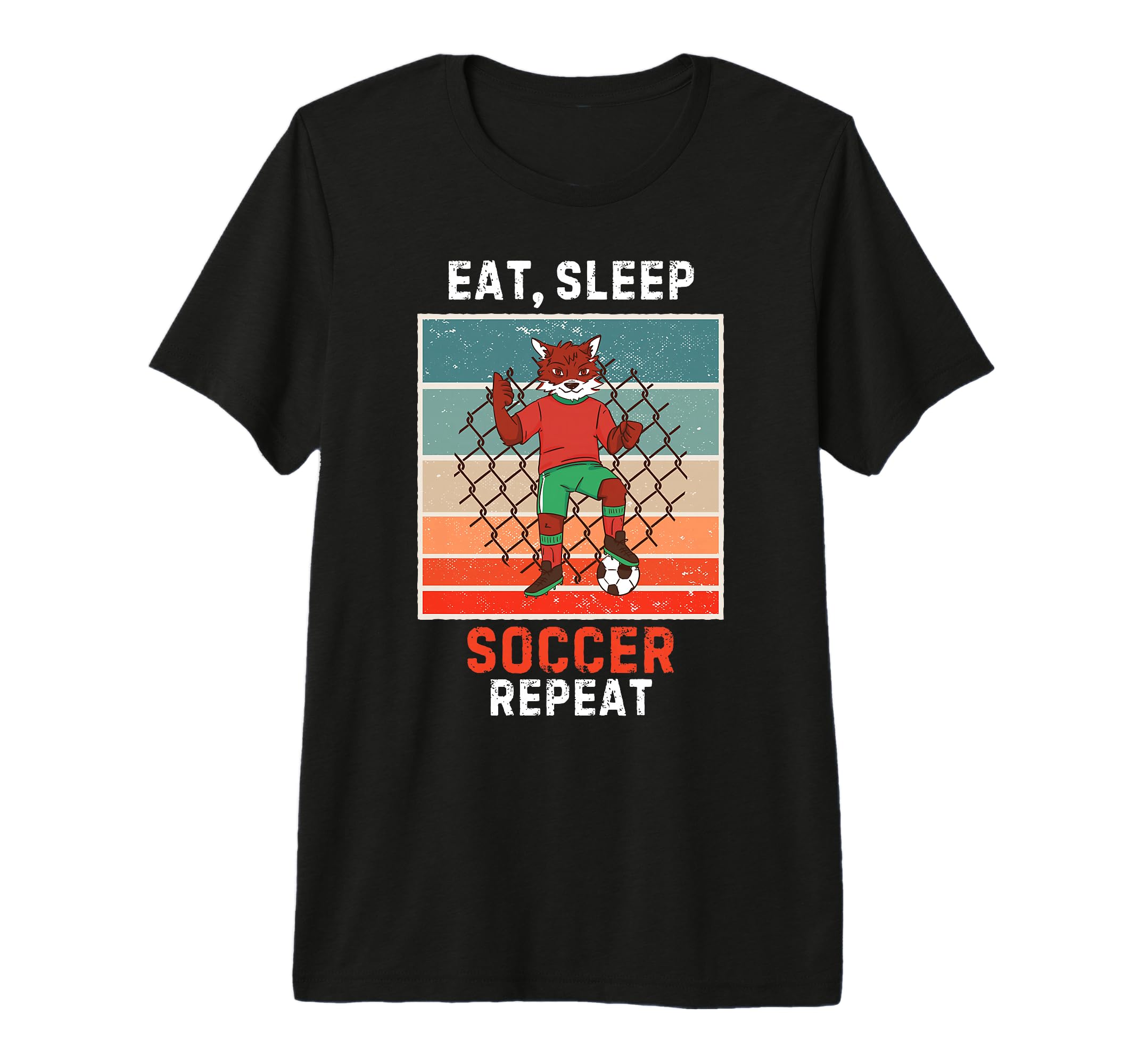 Fox Eat Sleep Soccer Repeat Grunge T-Shirt - Custom Art Print for Adults - T-Shirt, Sweatshirt, Hoodie