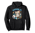 Kickin It Soccer Player Kitten Cat Hoodie - Aesthetic Graphic for Adults - T-Shirt, Sweatshirt, Hoodie