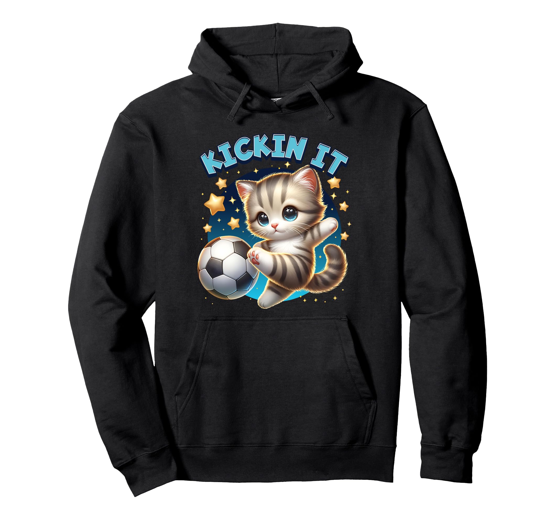 Kickin It Soccer Player Kitten Cat Hoodie - Aesthetic Graphic for Adults - T-Shirt, Sweatshirt, Hoodie