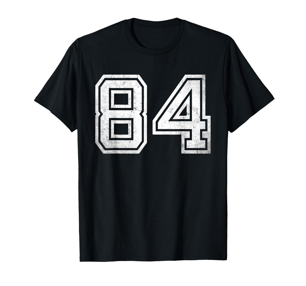 Distressed Number 84 White Sport Number T-Shirt - Trendy Graphic Unisex - T-Shirt, Sweatshirt, Hoodie