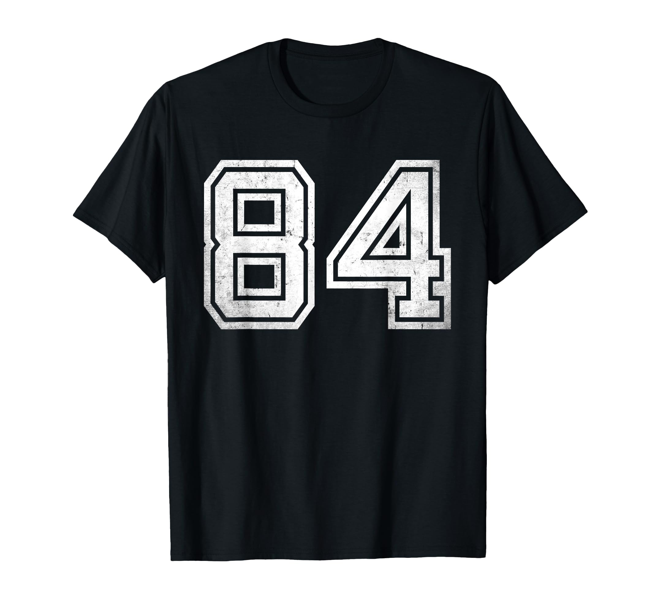 Distressed Number 84 White Sport Number T-Shirt - Trendy Graphic Unisex - T-Shirt, Sweatshirt, Hoodie