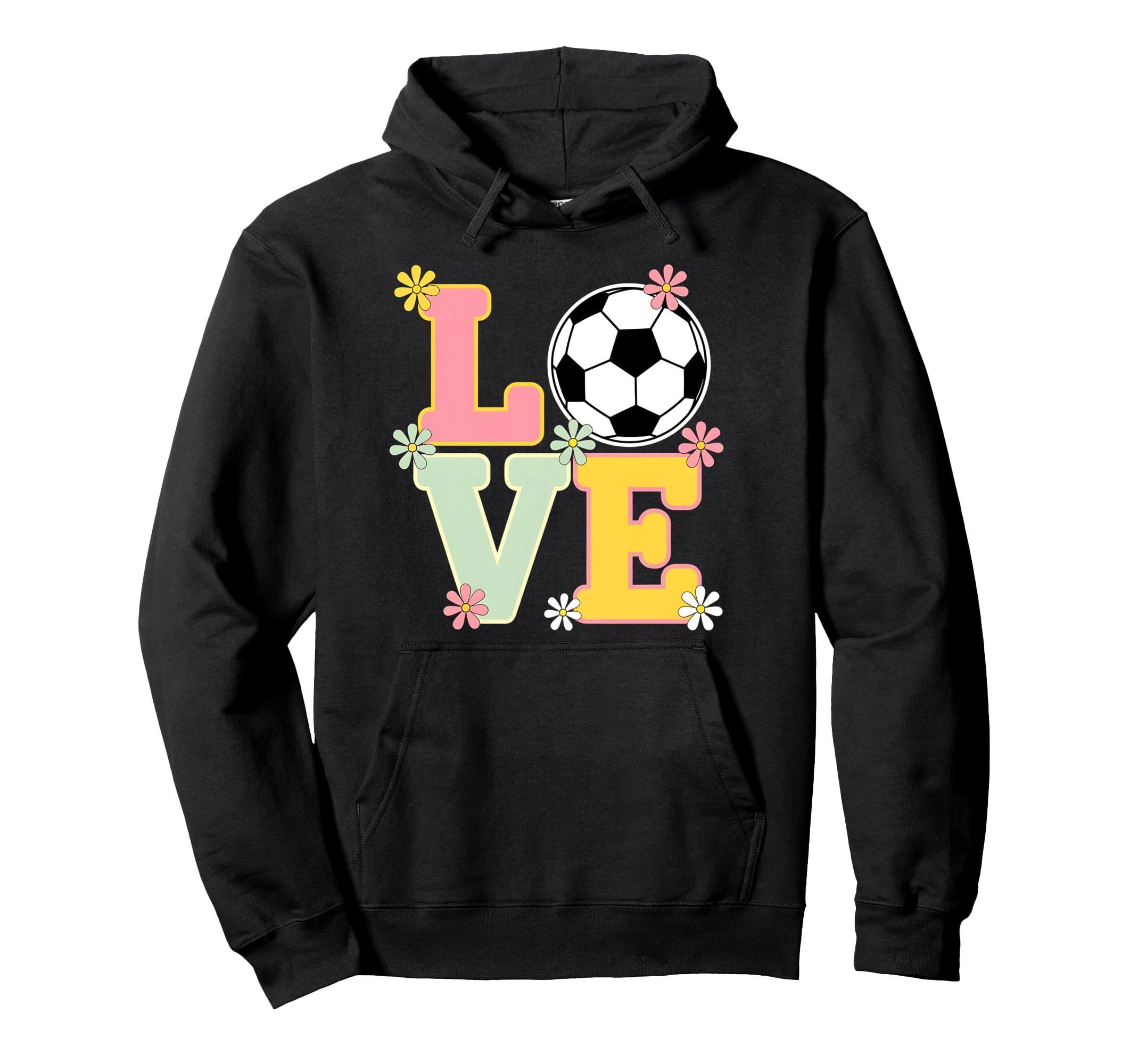 Colorful Love Soccer Floral Accents Hoodie - Unique Graphic Men Women - T-Shirt, Sweatshirt, Hoodie