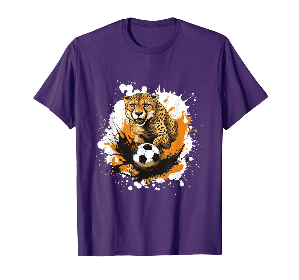 Cheetah Playing Soccer Funny Animal T-Shirt - Minimalist Print Unisex - T-Shirt, Sweatshirt, Hoodie
