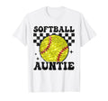 Softball Auntie Checkered Funny T-Shirt - Casual Everyday Wear Unisex - T-Shirt, Sweatshirt, Hoodie
