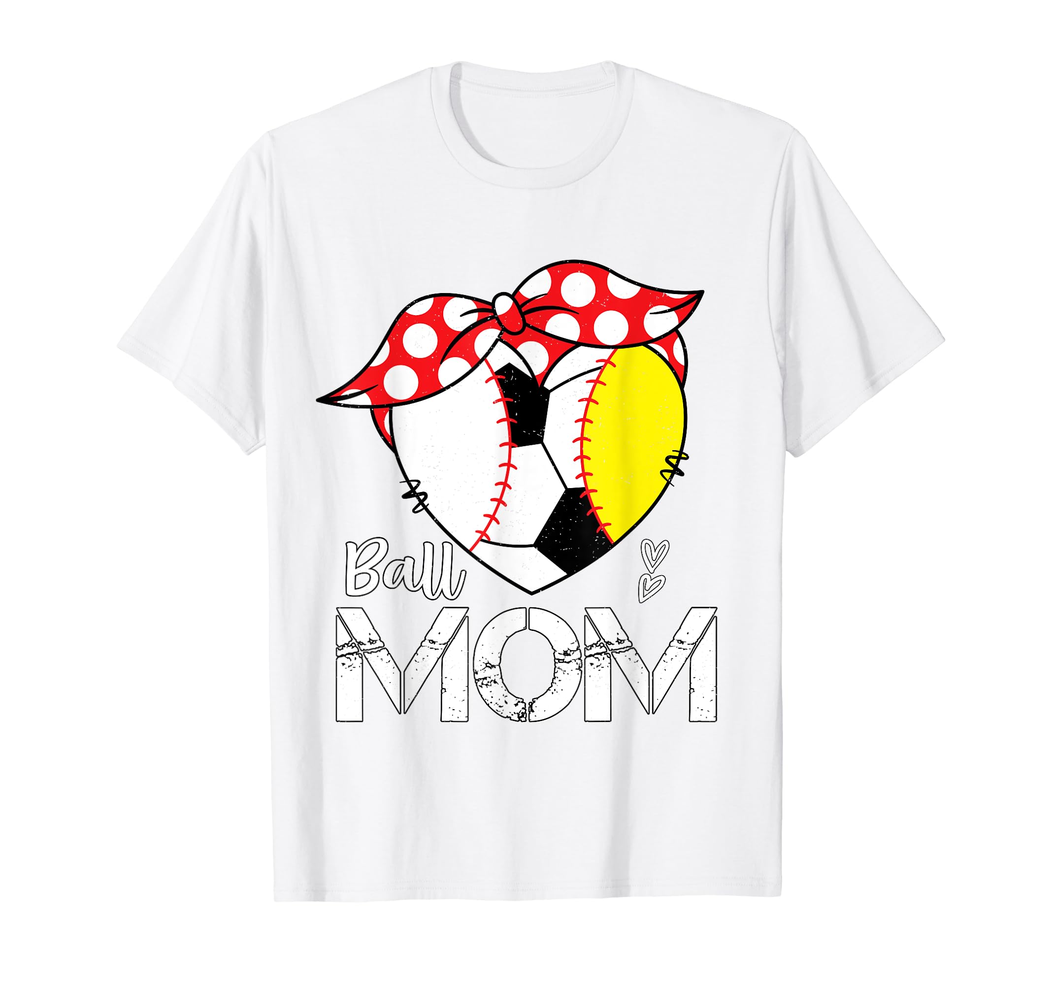 Ball Mom Heart Funny Baseball Soccer T-Shirt - Aesthetic Graphic Men Women - T-Shirt, Sweatshirt, Hoodie