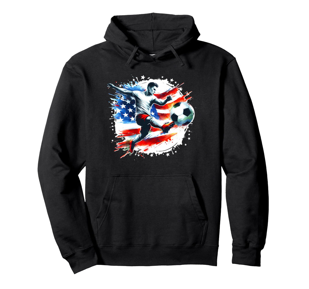 American Flag Soccer Soccer Hoodie - Novelty Apparel Unisex - T-Shirt, Sweatshirt, Hoodie