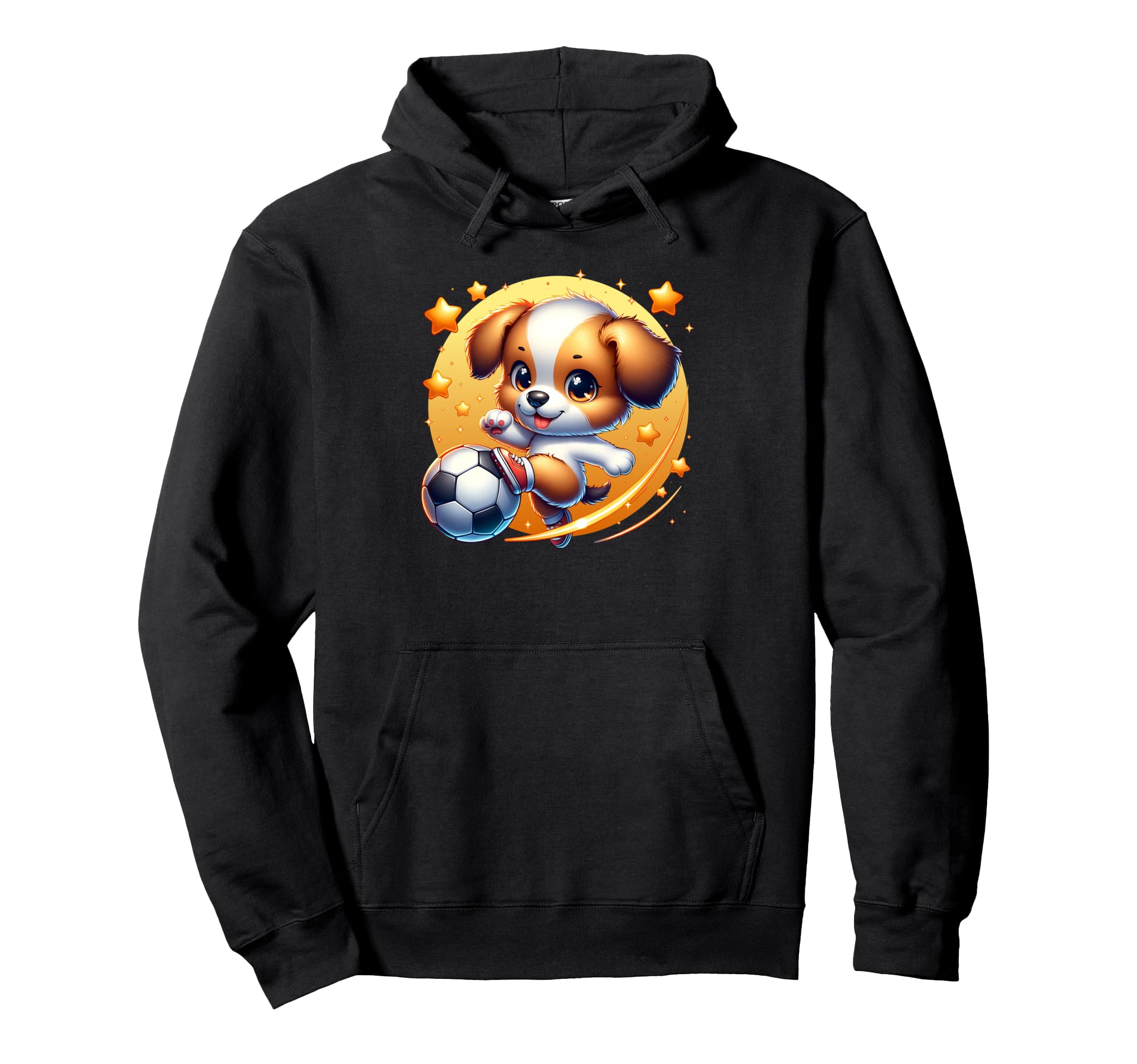 Soccer Player Puppy Dog Kicking Ball Hoodie - Unique Graphic Unisex - T-Shirt, Sweatshirt, Hoodie