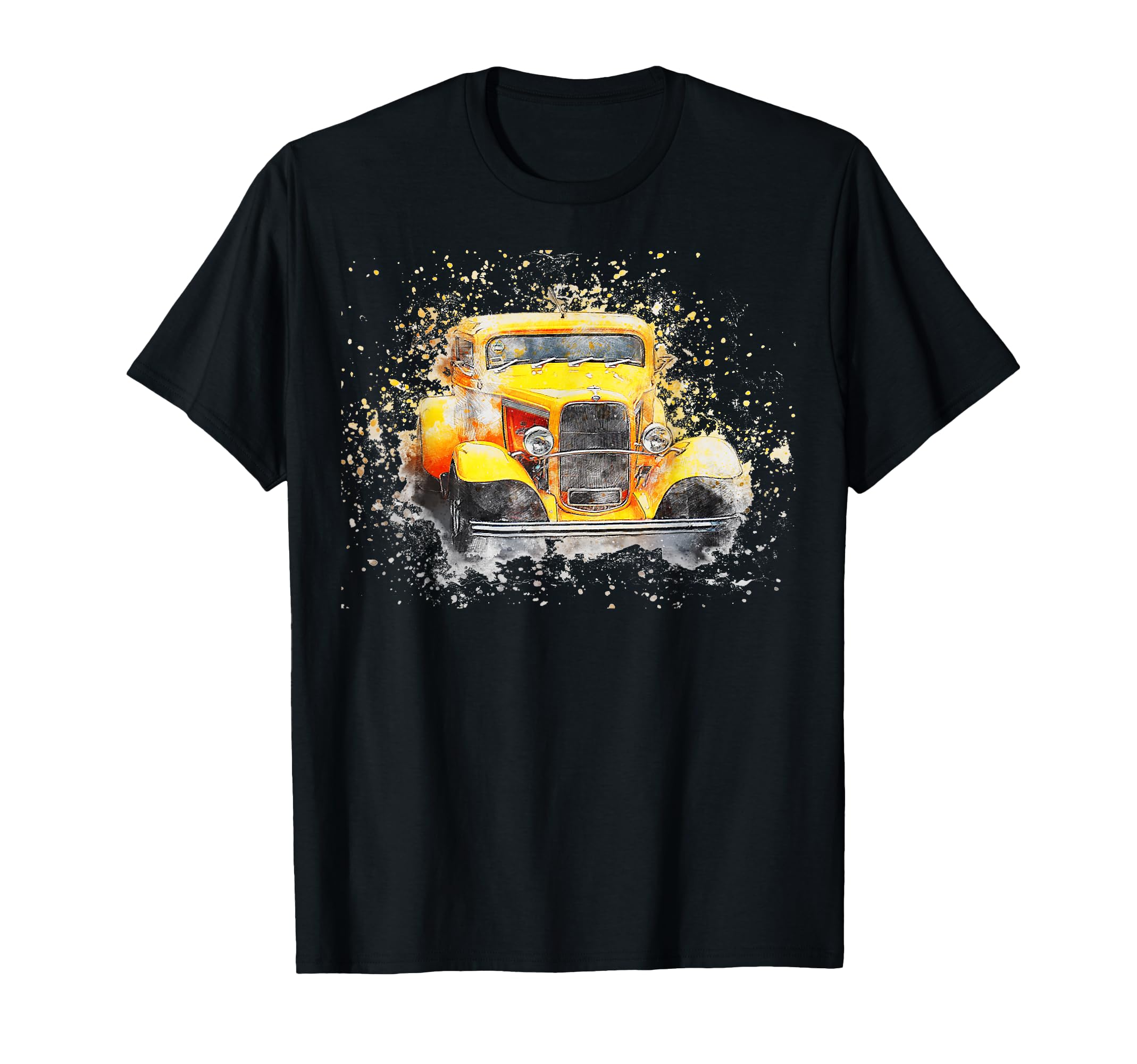 Old American Car Watercolor T-Shirt - Graphic Print Unisex - T-Shirt, Sweatshirt, Hoodie