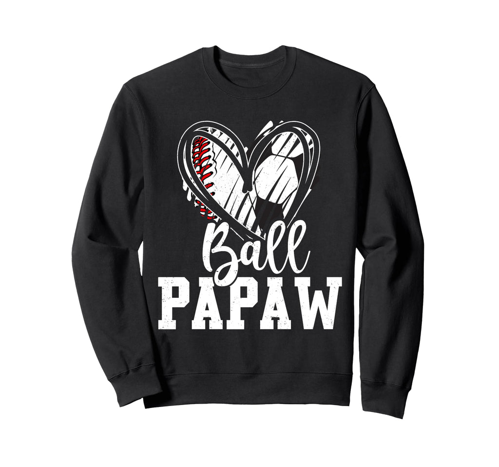 Ball Grandpa Heart Baseball Soccer Hoodie - Casual Everyday Wear Men Women - T-Shirt, Sweatshirt, Hoodie