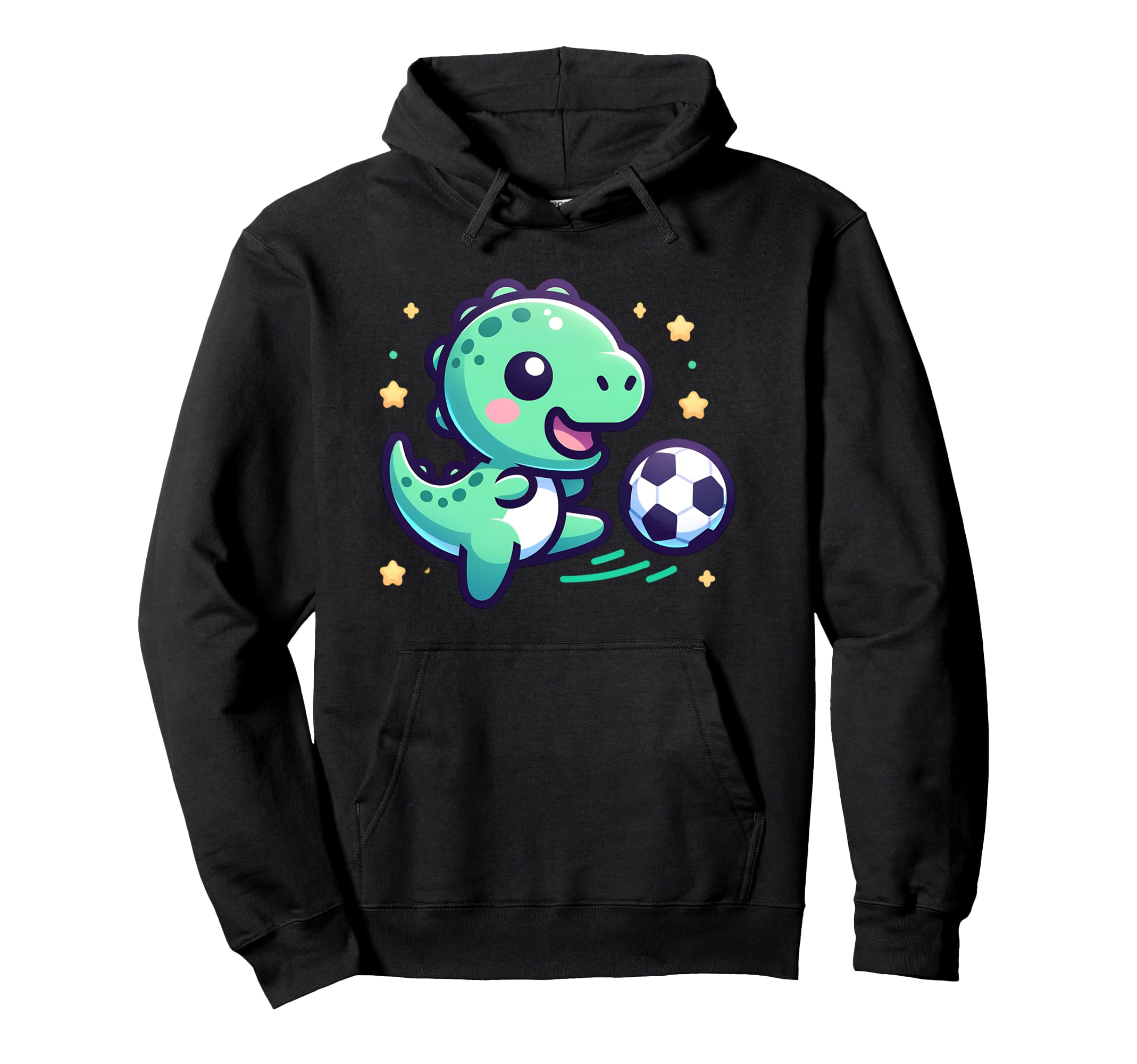T Rex Dinosaur Kicking Soccer Ball Player Hoodie - Graphic Print Unisex - T-Shirt, Sweatshirt, Hoodie
