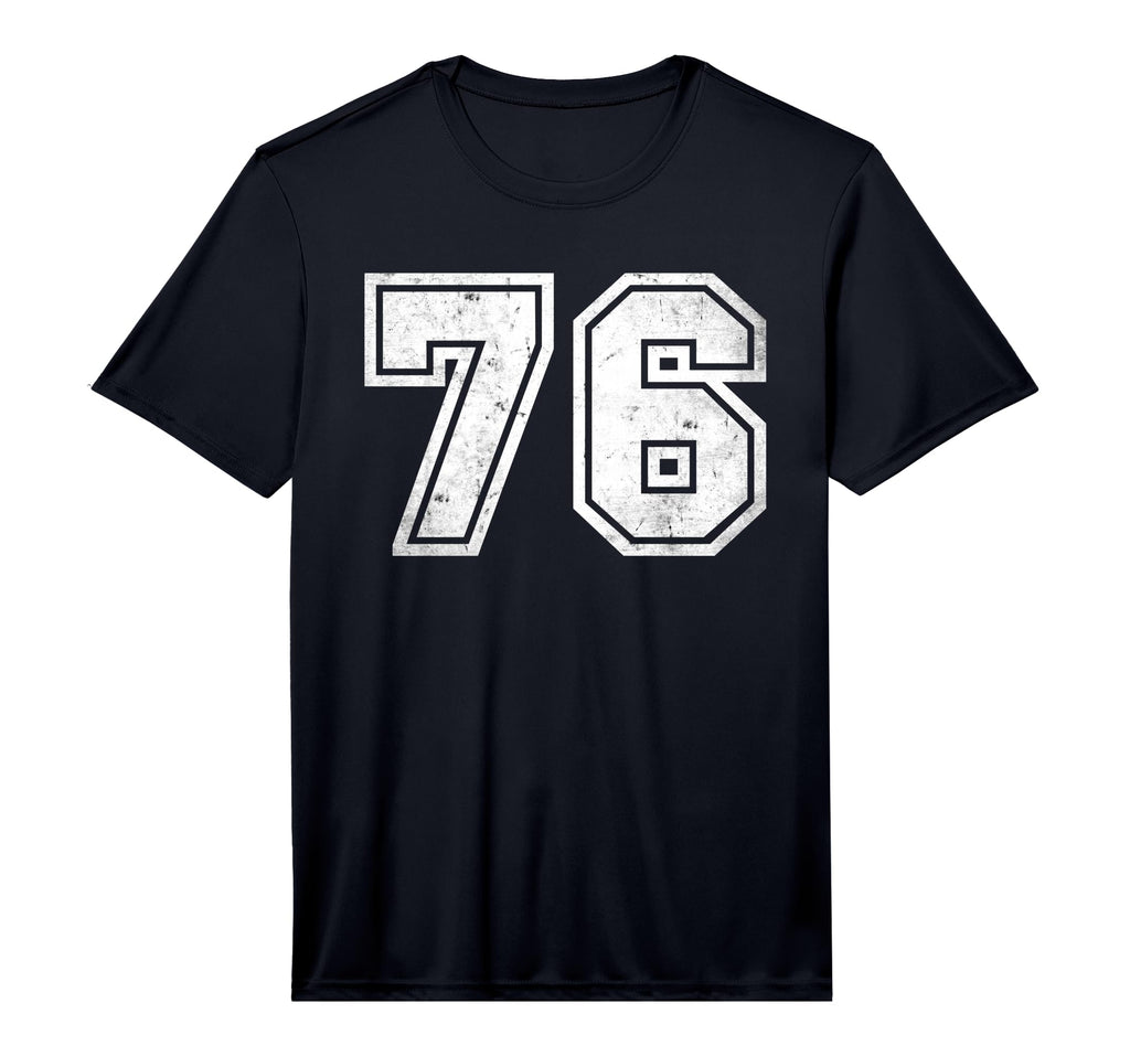 Number 76 Distressed Number Performance T-Shirt - Graphic Print Men Women - T-Shirt, Sweatshirt, Hoodie