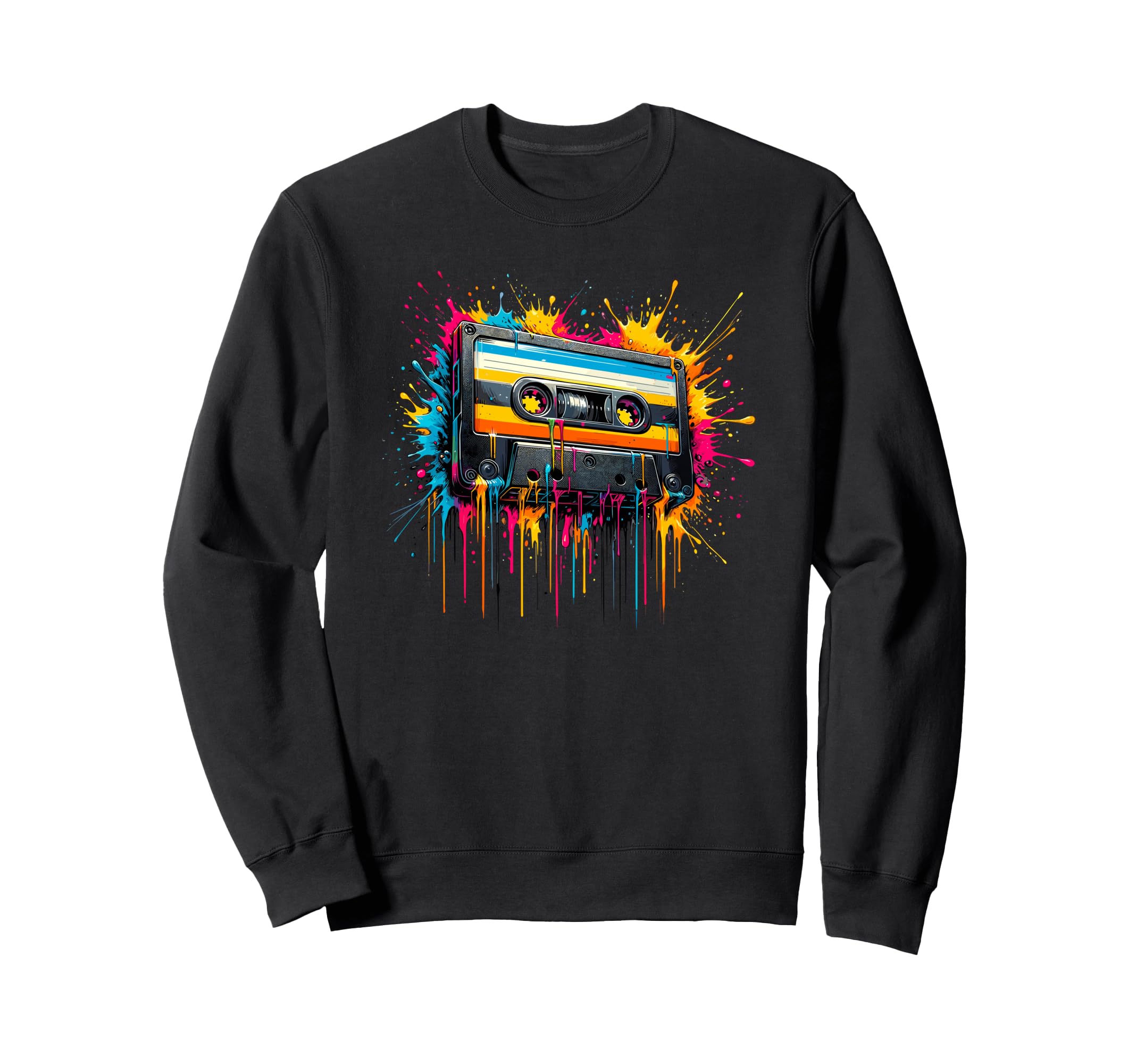 Splash Art Cassette Player Music Sweatshirt - Streetwear Style for Adults - T-Shirt, Sweatshirt, Hoodie
