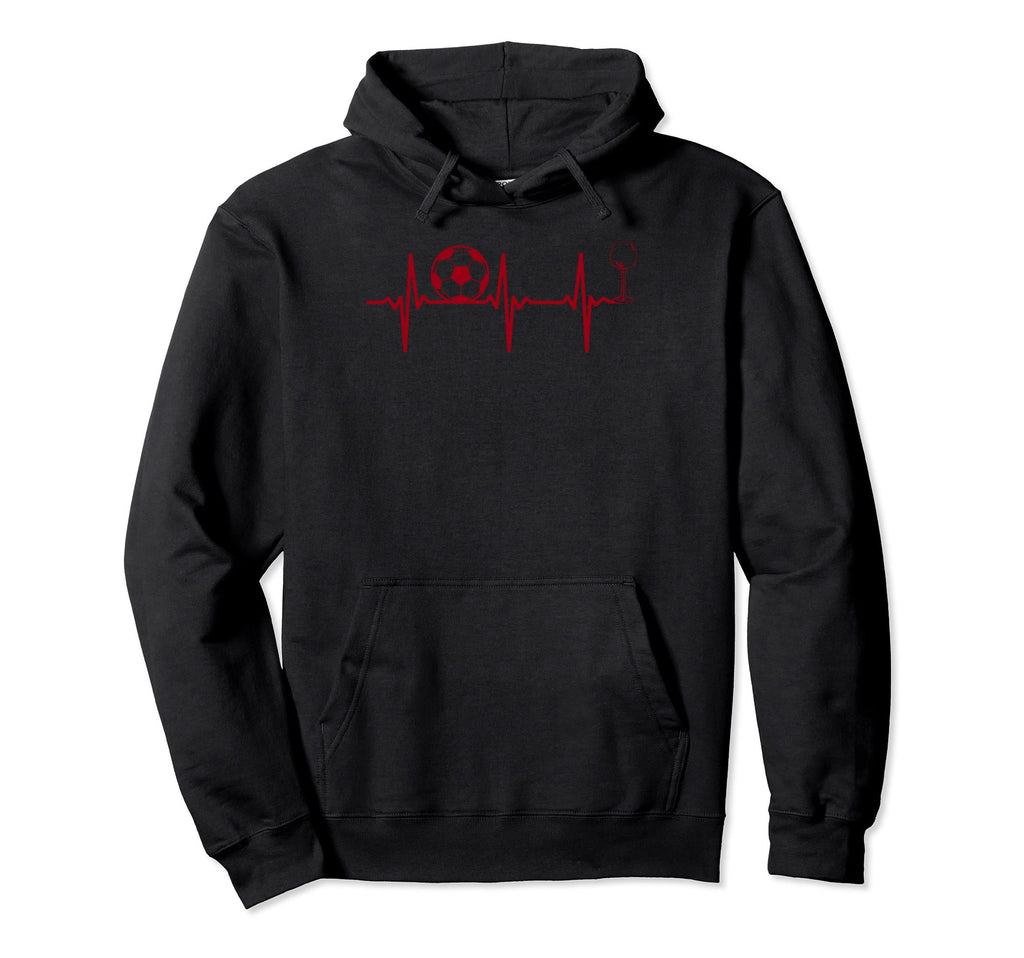 Soccer Player Soccer Wine Heartbeat Hoodie - Trendy Graphic Men Women - T-Shirt, Sweatshirt, Hoodie