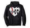 Ball Mom Heart Soccer Baseball Hoodie - Casual Everyday Wear for Adults - T-Shirt, Sweatshirt, Hoodie
