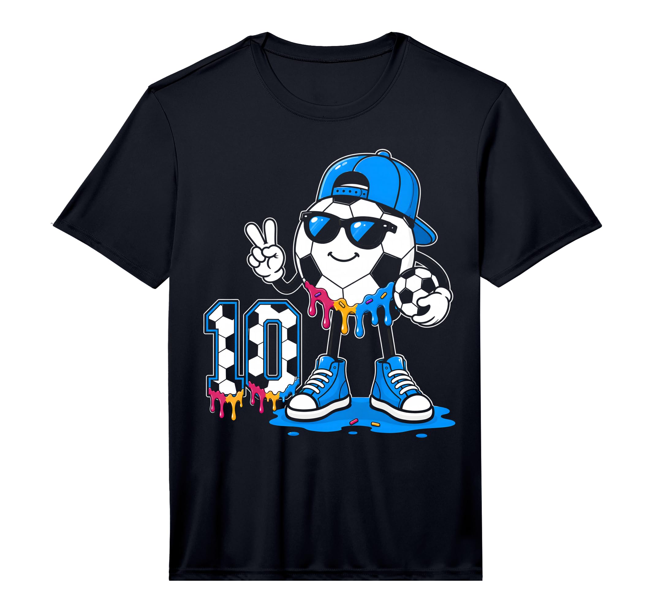 10Th Birthday Soccer Ice Cream Drip T-Shirt - Streetwear Style for Adults - T-Shirt, Sweatshirt, Hoodie