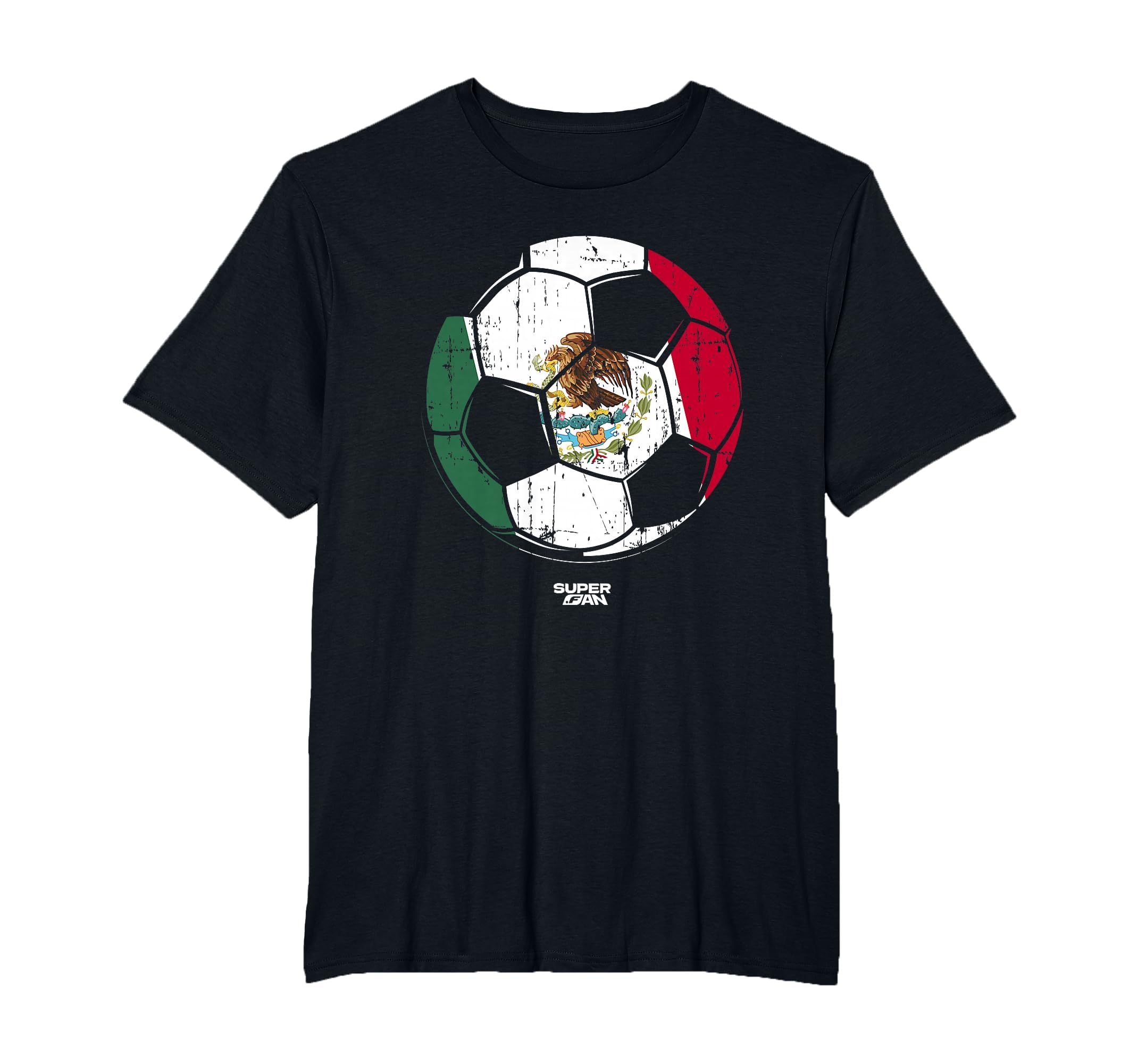 Superfan Mexico Soccer Ball Flag T-Shirt - Custom Art Print Men Women - T-Shirt, Sweatshirt, Hoodie