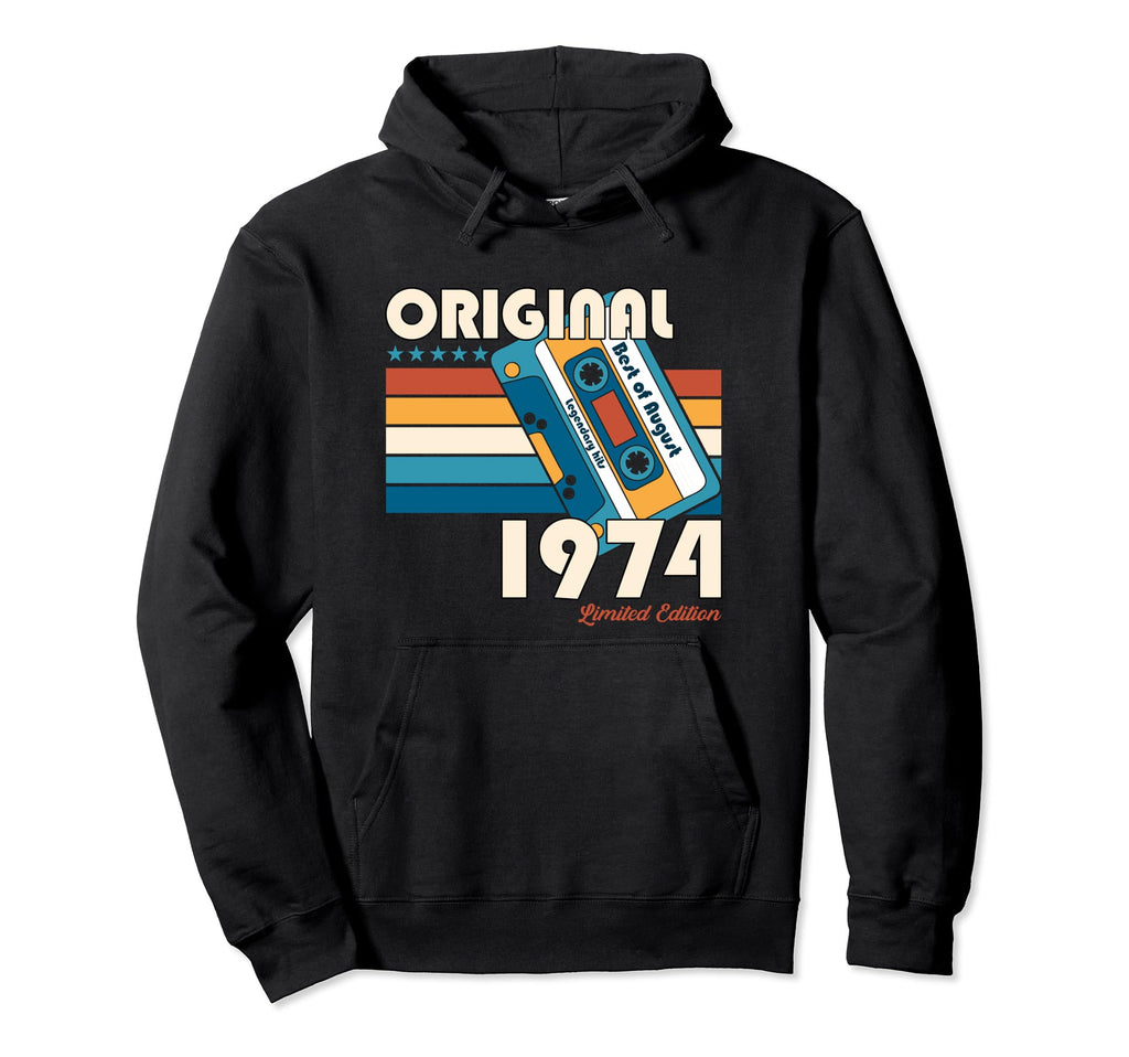 50Th Birthday August 1974 Cassette Hoodie - Fun Novelty Design for Adults - T-Shirt, Sweatshirt, Hoodie