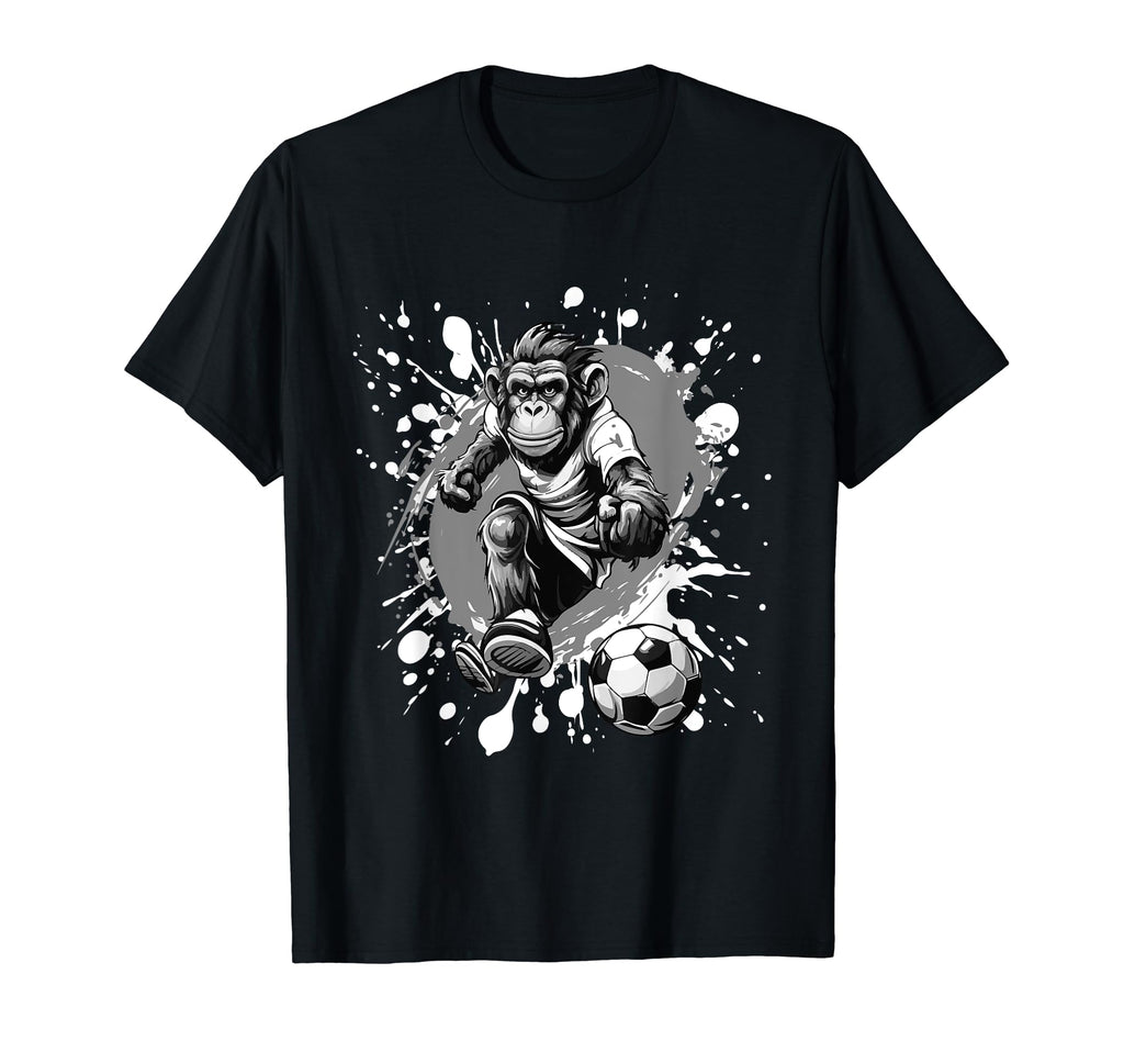Monkey Playing Soccer Sports Team Animal T-Shirt - Minimalist Print Unisex - T-Shirt, Sweatshirt, Hoodie