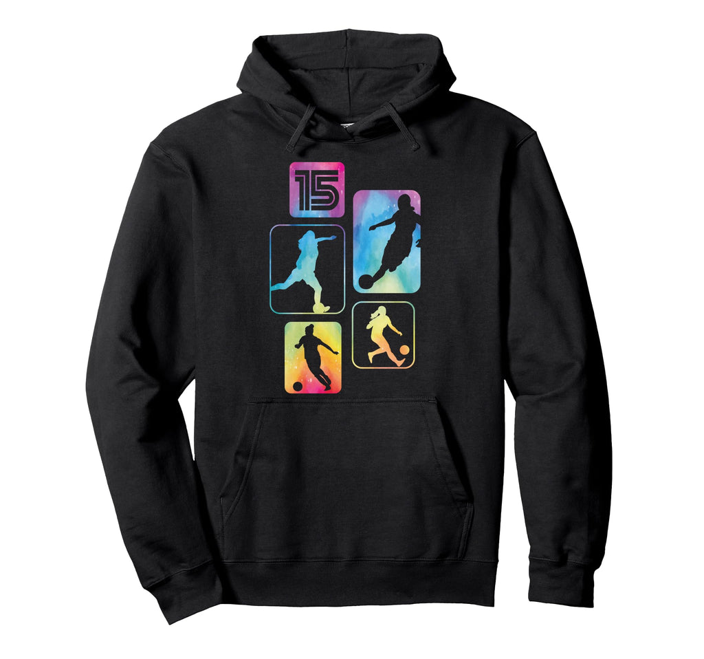 15Th Birthday Soccer Player Football 15 Hoodie - Graphic Print Unisex - T-Shirt, Sweatshirt, Hoodie