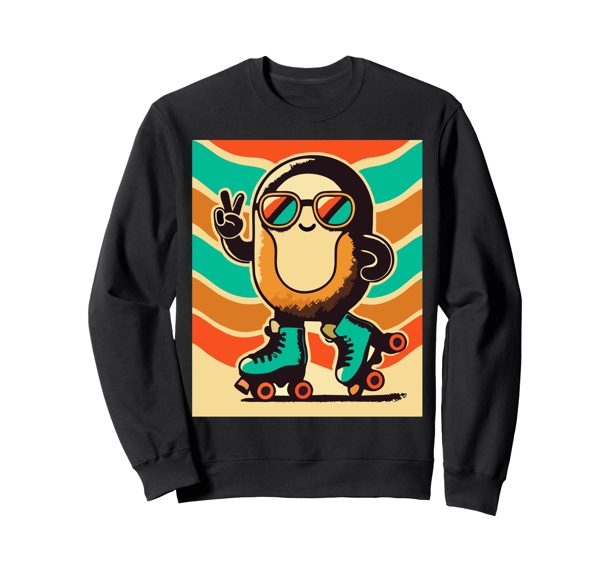 Anthropomorphic Musubi 70S Groovy Roller Sweatshirt - Graphic Print Unisex - T-Shirt, Sweatshirt, Hoodie