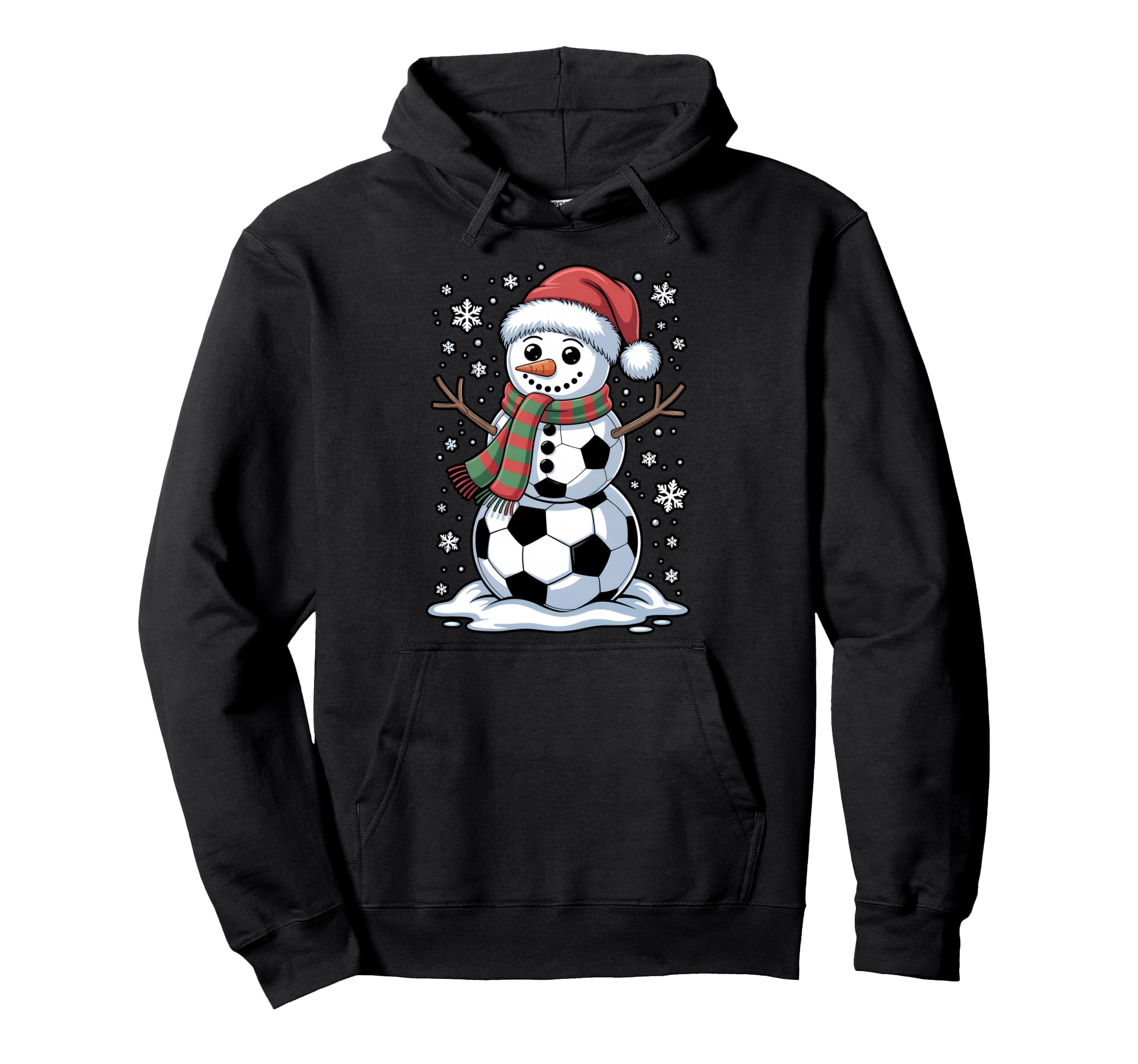Funny Soccer Snowman Holiday Winter Hoodie - Fun Novelty Design Men Women - T-Shirt, Sweatshirt, Hoodie