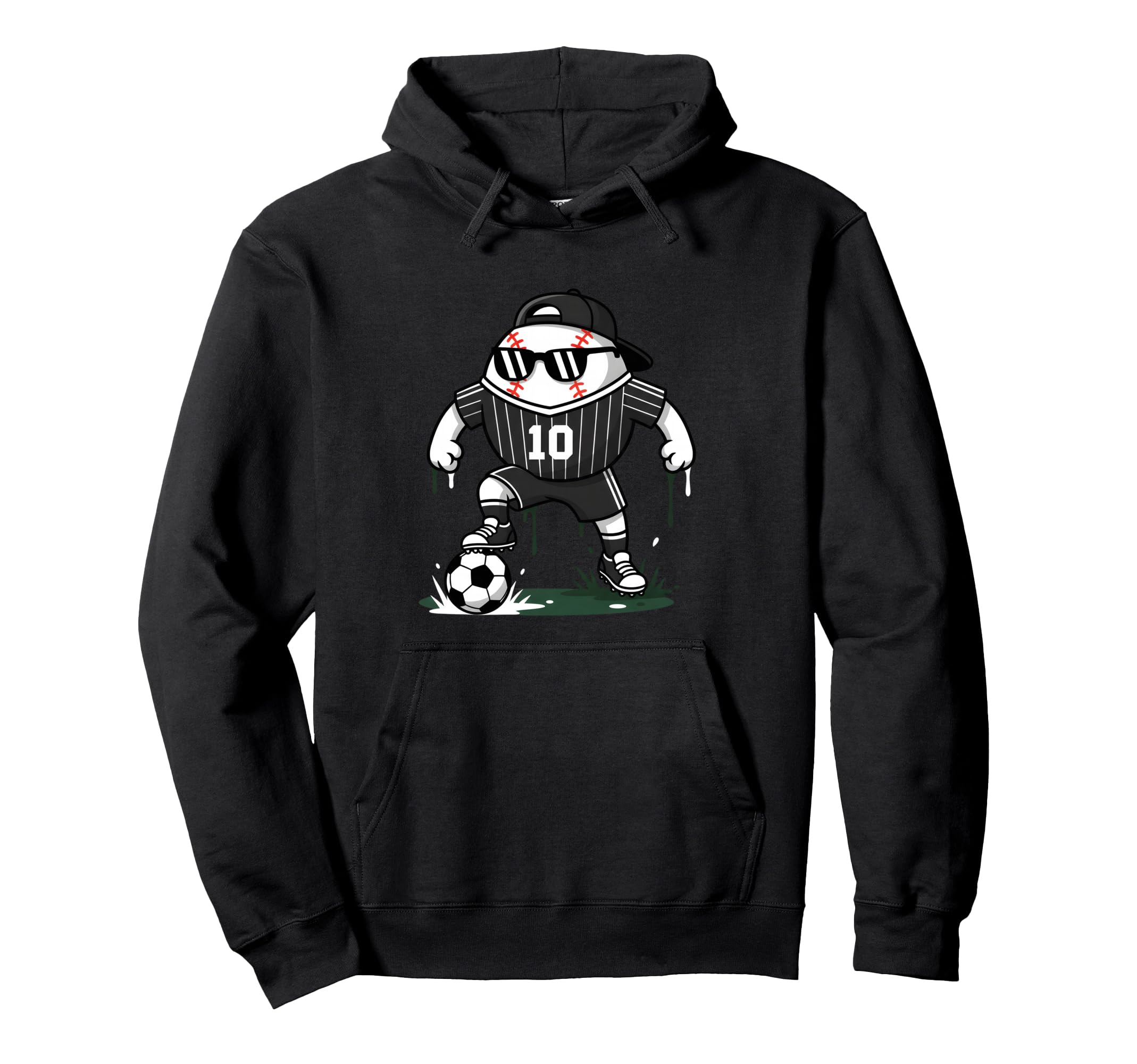 Baseball Soccer Player Sunglasses Cartoon Hoodie - Graphic Print Unisex - T-Shirt, Sweatshirt, Hoodie