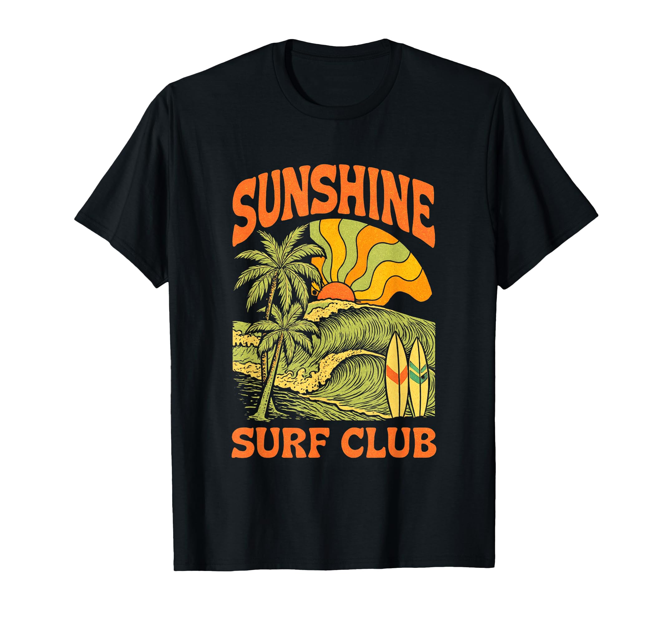 Sunshine Surf Club Wave Sunset Ocean T-Shirt - Novelty Apparel Men Women - T-Shirt, Sweatshirt, Hoodie