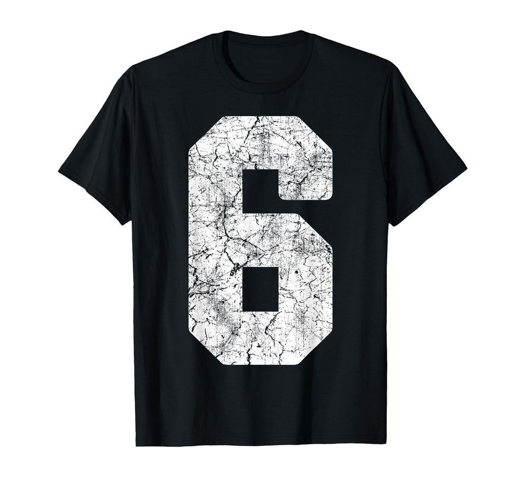 Distressed White Number 6 Jersey T-Shirt - Streetwear Style Men Women - T-Shirt, Sweatshirt, Hoodie