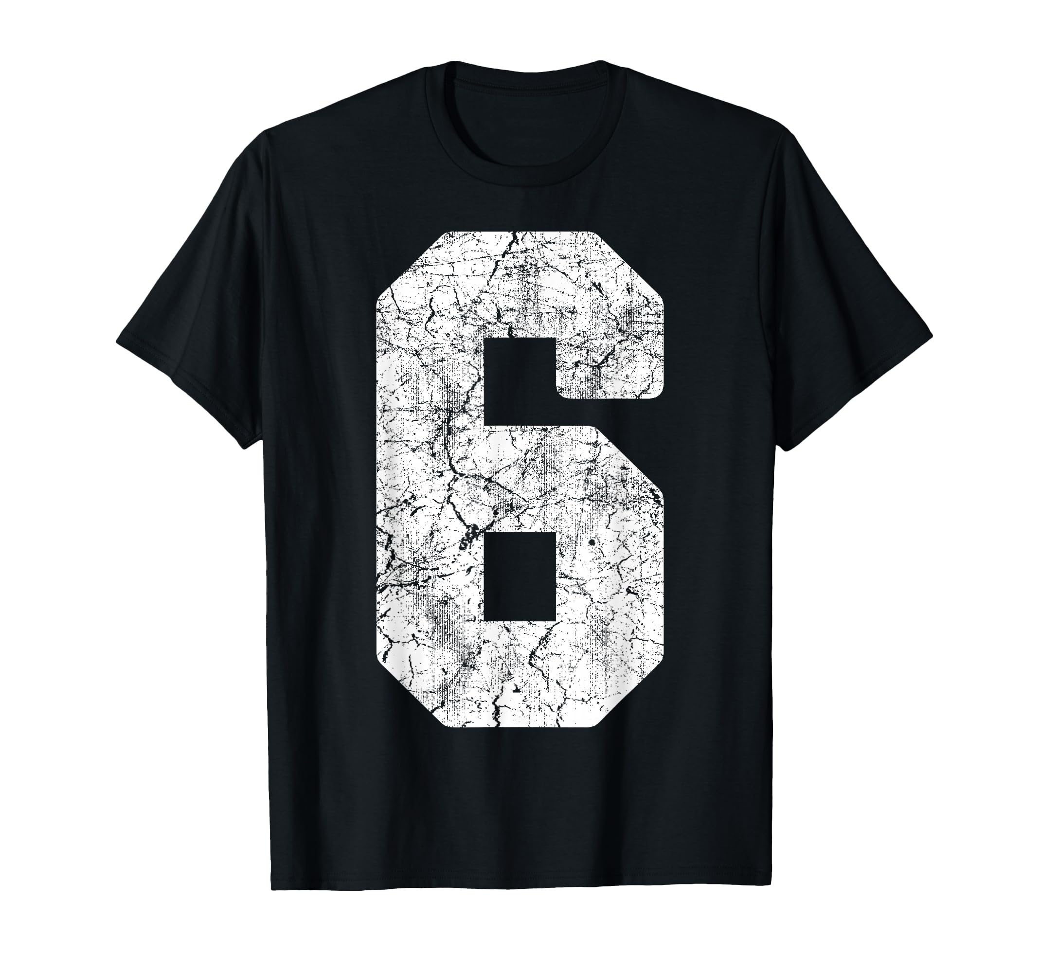 Distressed White Number 6 Jersey T-Shirt - Streetwear Style Men Women - T-Shirt, Sweatshirt, Hoodie