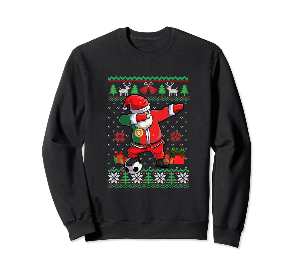 Soccer Dabbing Santa Portugal Flag Sweatshirt - Trendy Graphic Men Women - T-Shirt, Sweatshirt, Hoodie