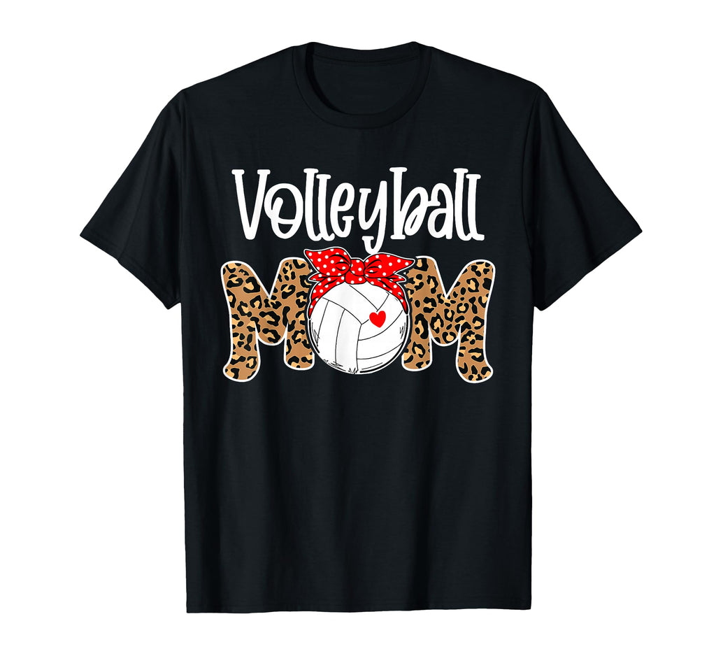 Volleyball Mom Leopard Messy Bun Game T-Shirt - Custom Art Print Unisex - T-Shirt, Sweatshirt, Hoodie