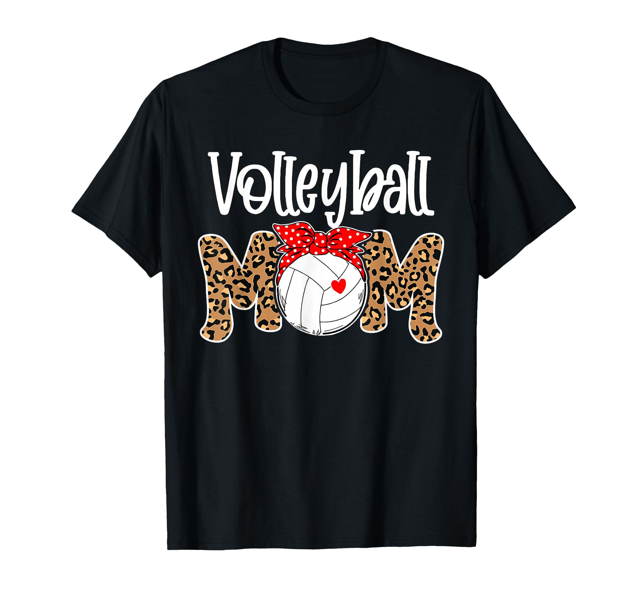 Volleyball Mom Leopard Messy Bun Game T-Shirt - Custom Art Print Unisex - T-Shirt, Sweatshirt, Hoodie