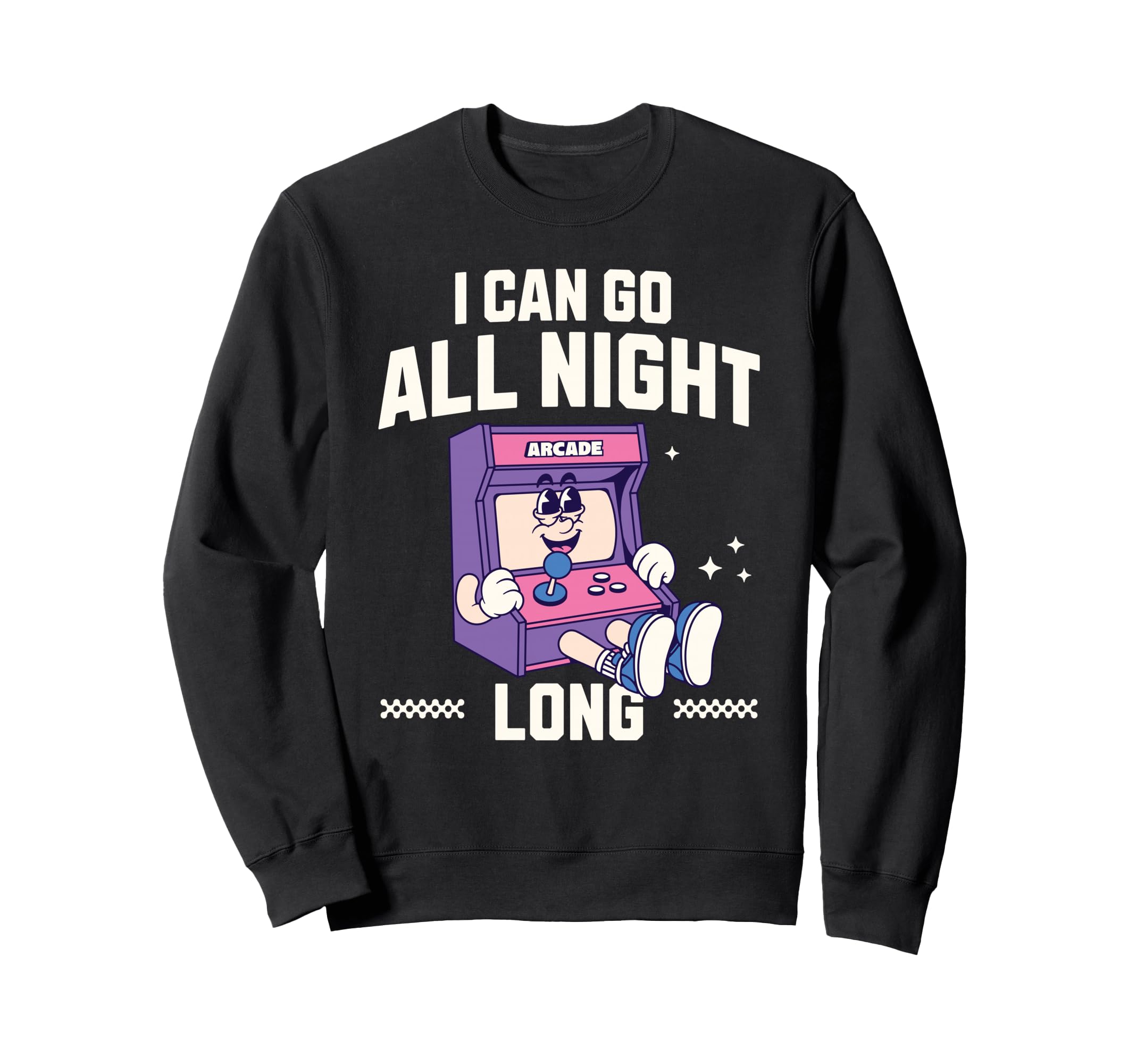 I Can Go All Night Long Arcade Gamer Sweatshirt - Minimalist Print Unisex - T-Shirt, Sweatshirt, Hoodie