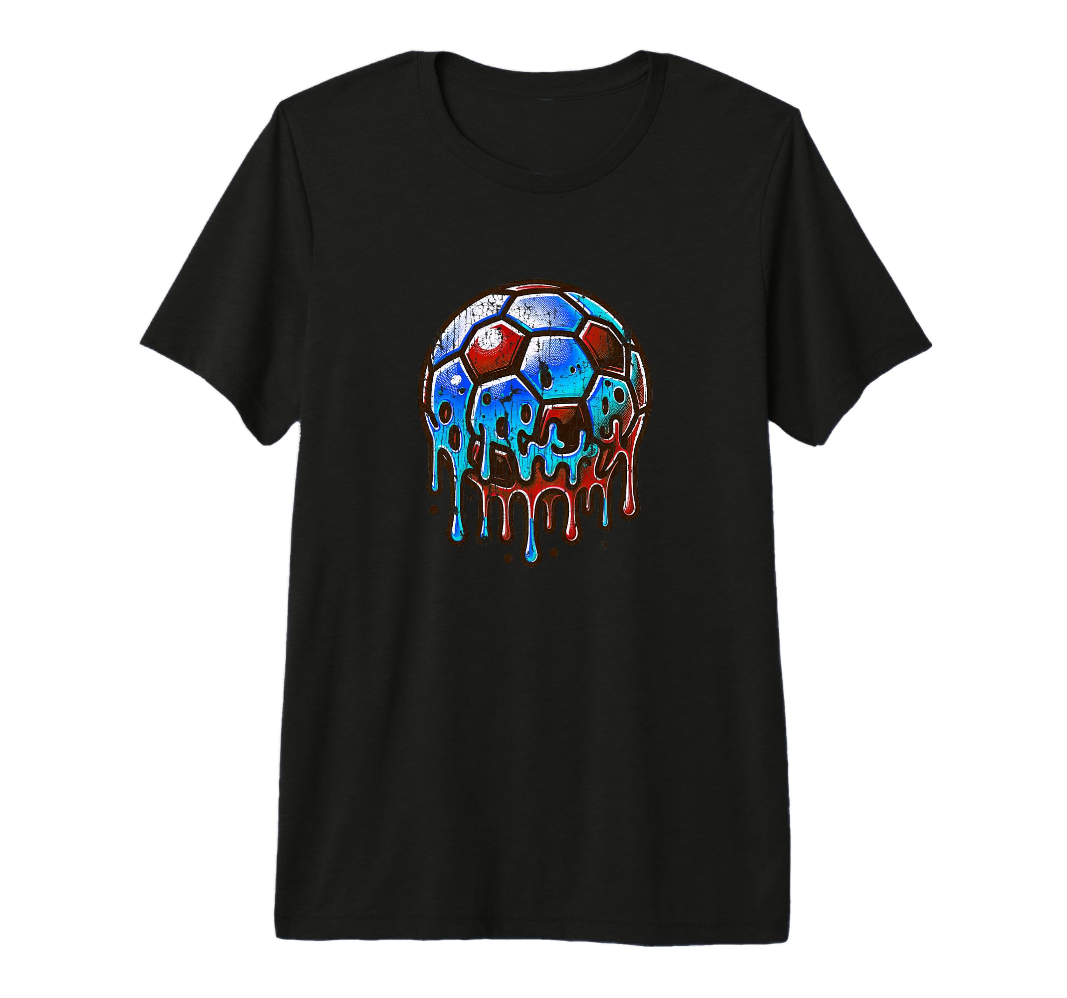 Soccer Ball Dripping Melting 2000S T-Shirt - Aesthetic Graphic for Adults - T-Shirt, Sweatshirt, Hoodie