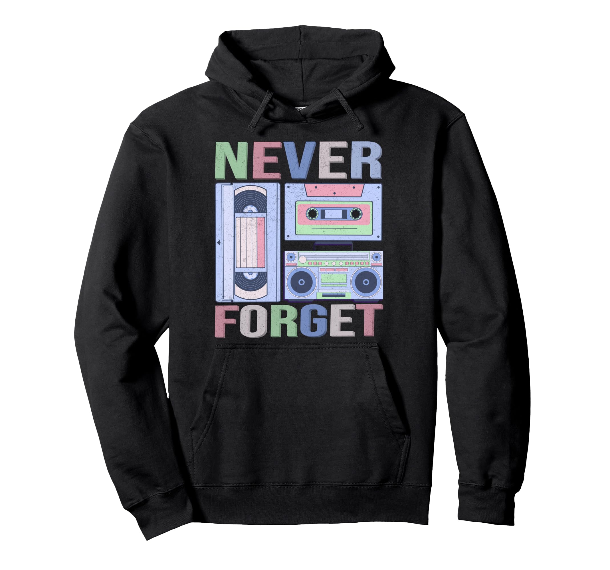 Never Forget 80S 90S Old School Music Hoodie - Minimalist Print Men Women - T-Shirt, Sweatshirt, Hoodie