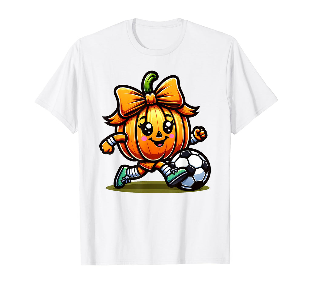 Halloween Soccer Coquette Bow Pumpkin T-Shirt - Graphic Print Men Women - T-Shirt, Sweatshirt, Hoodie