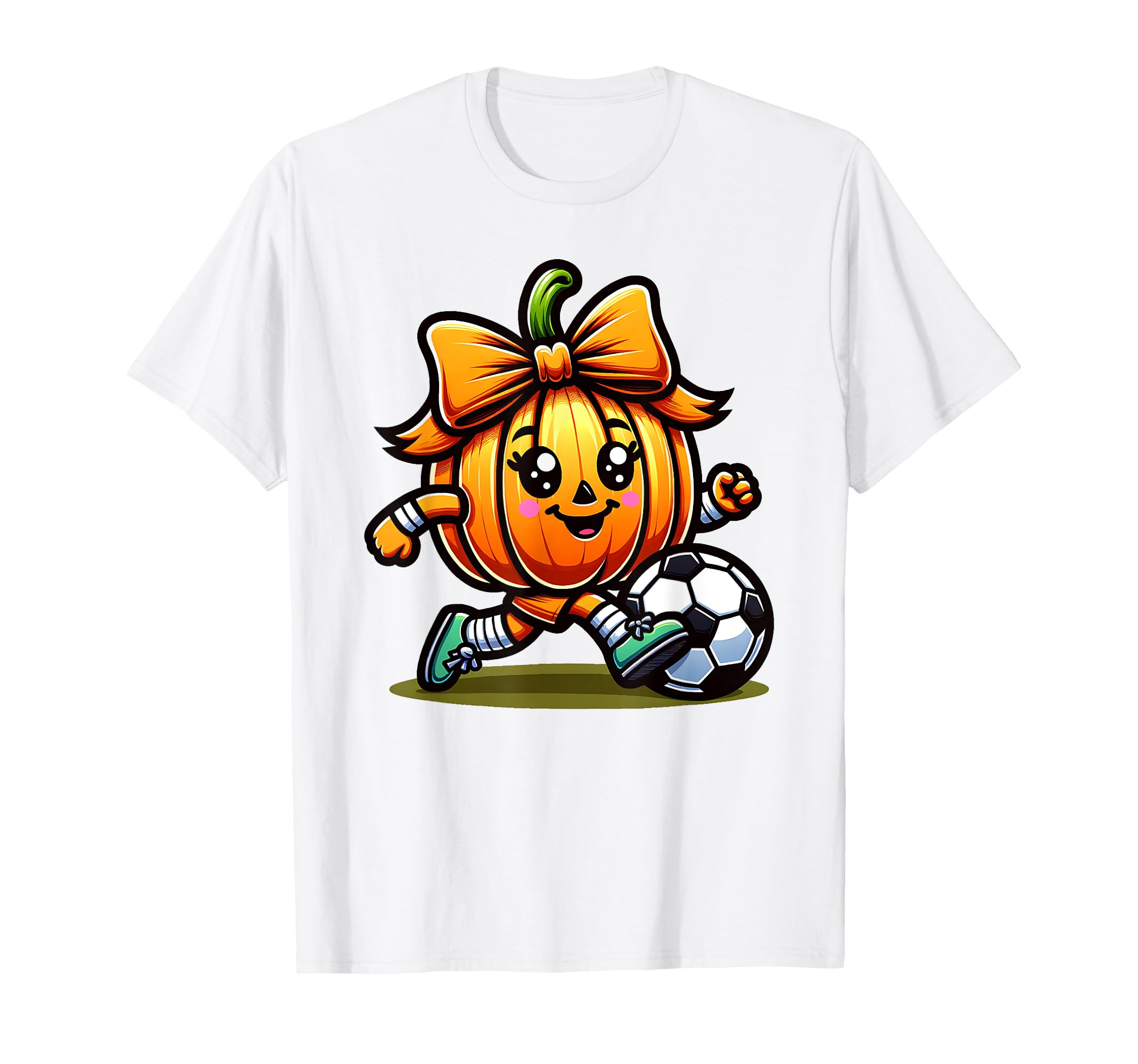 Halloween Soccer Coquette Bow Pumpkin T-Shirt - Graphic Print Men Women - T-Shirt, Sweatshirt, Hoodie