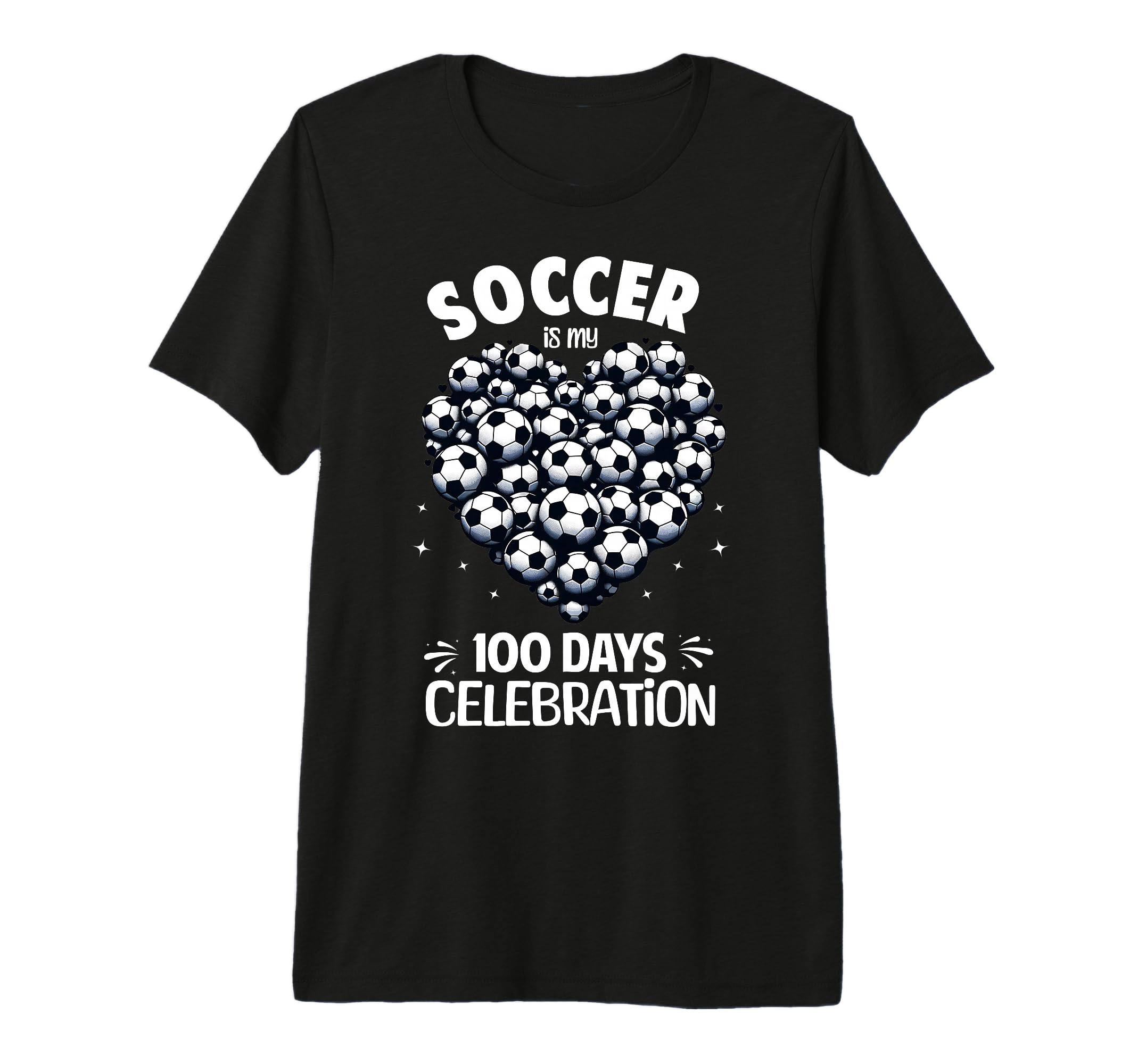 100 Days School Soccer Heart Love T-Shirt - Novelty Apparel for Adults - T-Shirt, Sweatshirt, Hoodie
