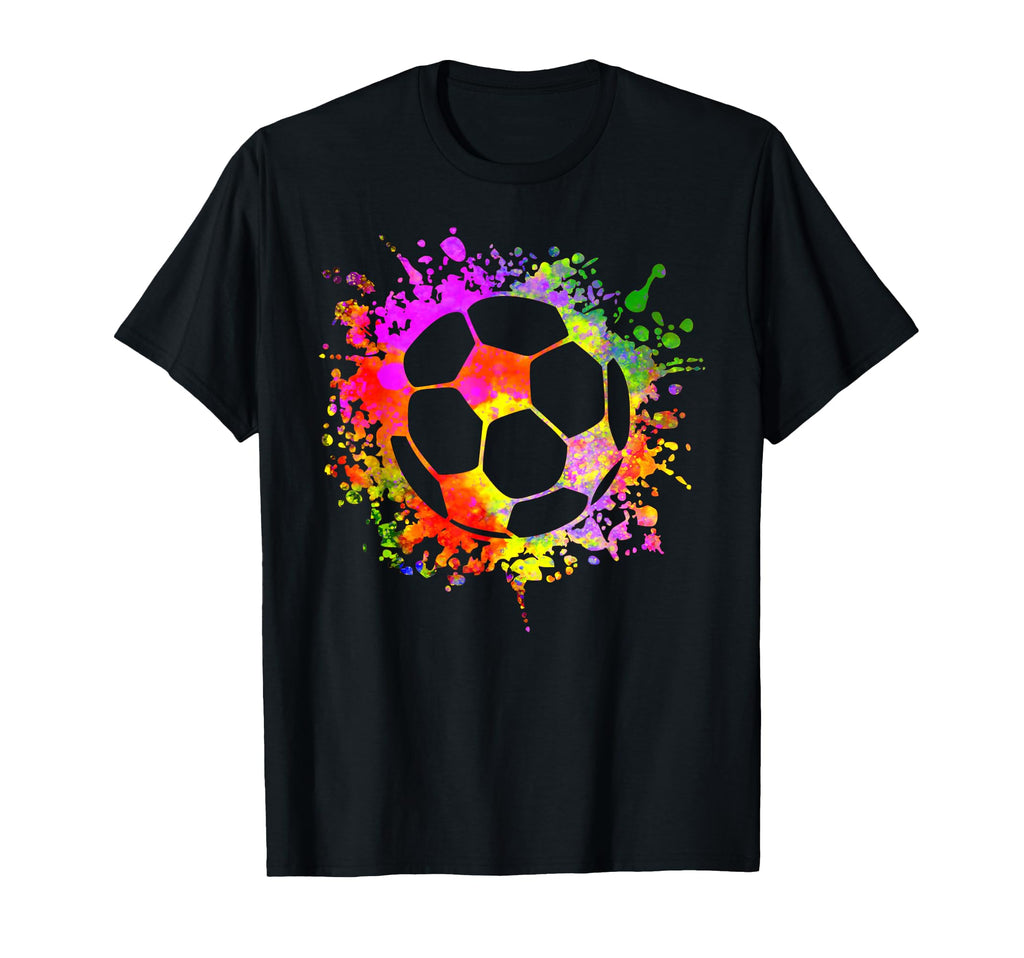 Soccer Ball Watercolor Paint Splashes T-Shirt - Custom Art Print Men Women - T-Shirt, Sweatshirt, Hoodie