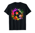 Soccer Ball Watercolor Paint Splashes T-Shirt - Custom Art Print Men Women - T-Shirt, Sweatshirt, Hoodie