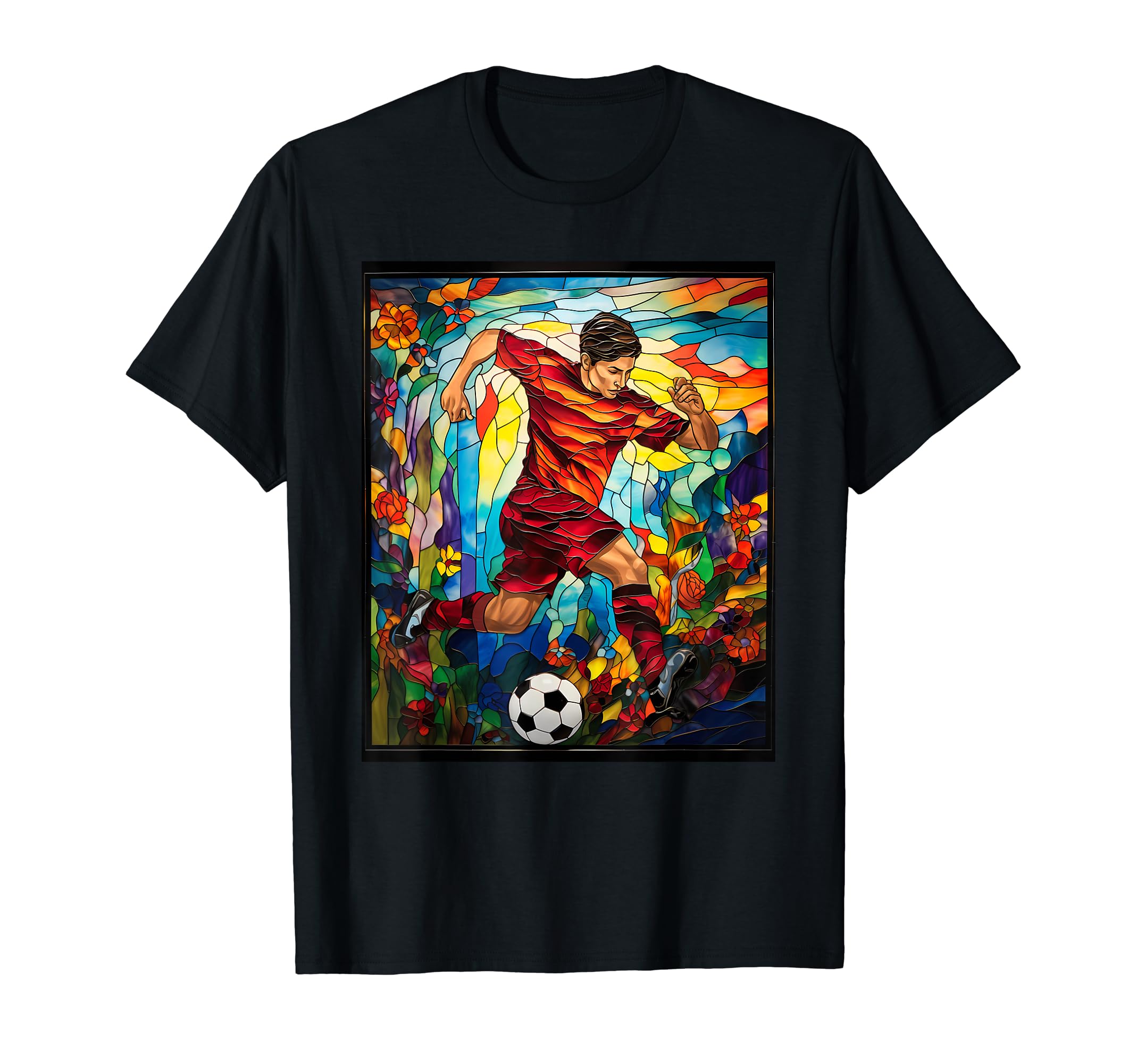 Stained Glass Soccer T-Shirt - Unique Graphic Men Women - T-Shirt, Sweatshirt, Hoodie