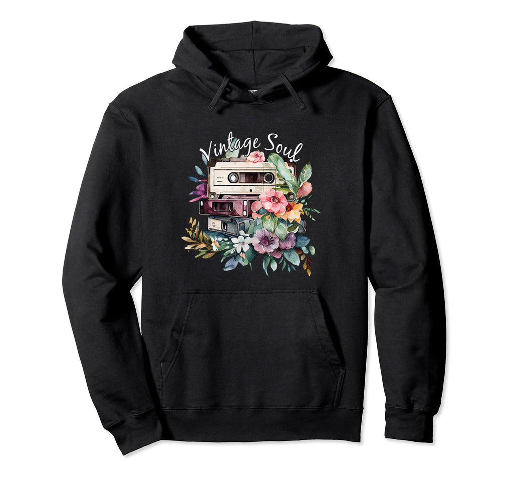 Soul Cassette Tapes Flowers Hoodie - Novelty Apparel for Adults - T-Shirt, Sweatshirt, Hoodie