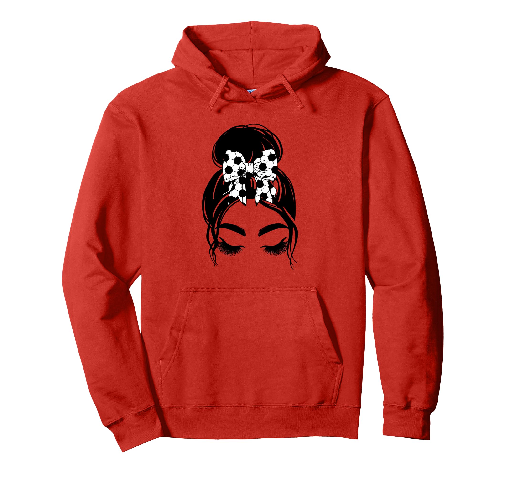 Messy Bun Sports Fan Team Soccer Bow Hoodie - Novelty Apparel Unisex - T-Shirt, Sweatshirt, Hoodie