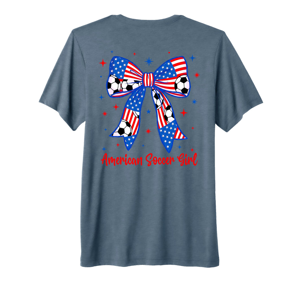 Coquette Bow American Flag Soccer T-Shirt - Fun Novelty Design Men Women - T-Shirt, Sweatshirt, Hoodie