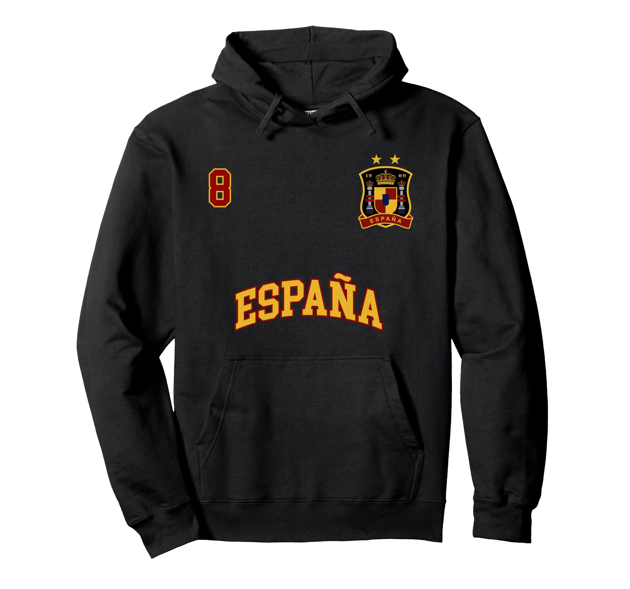 Espana Spain Team Sports Number 8 Soccer Hoodie - Unique Graphic Unisex - T-Shirt, Sweatshirt, Hoodie