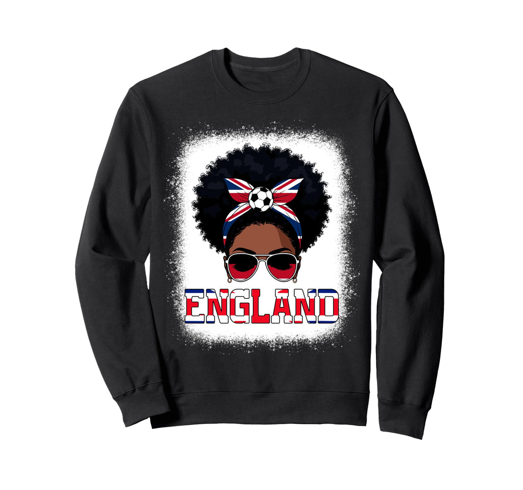 England Messy Bun Black Soccer Sweatshirt - Casual Everyday Wear for Adults - T-Shirt, Sweatshirt, Hoodie