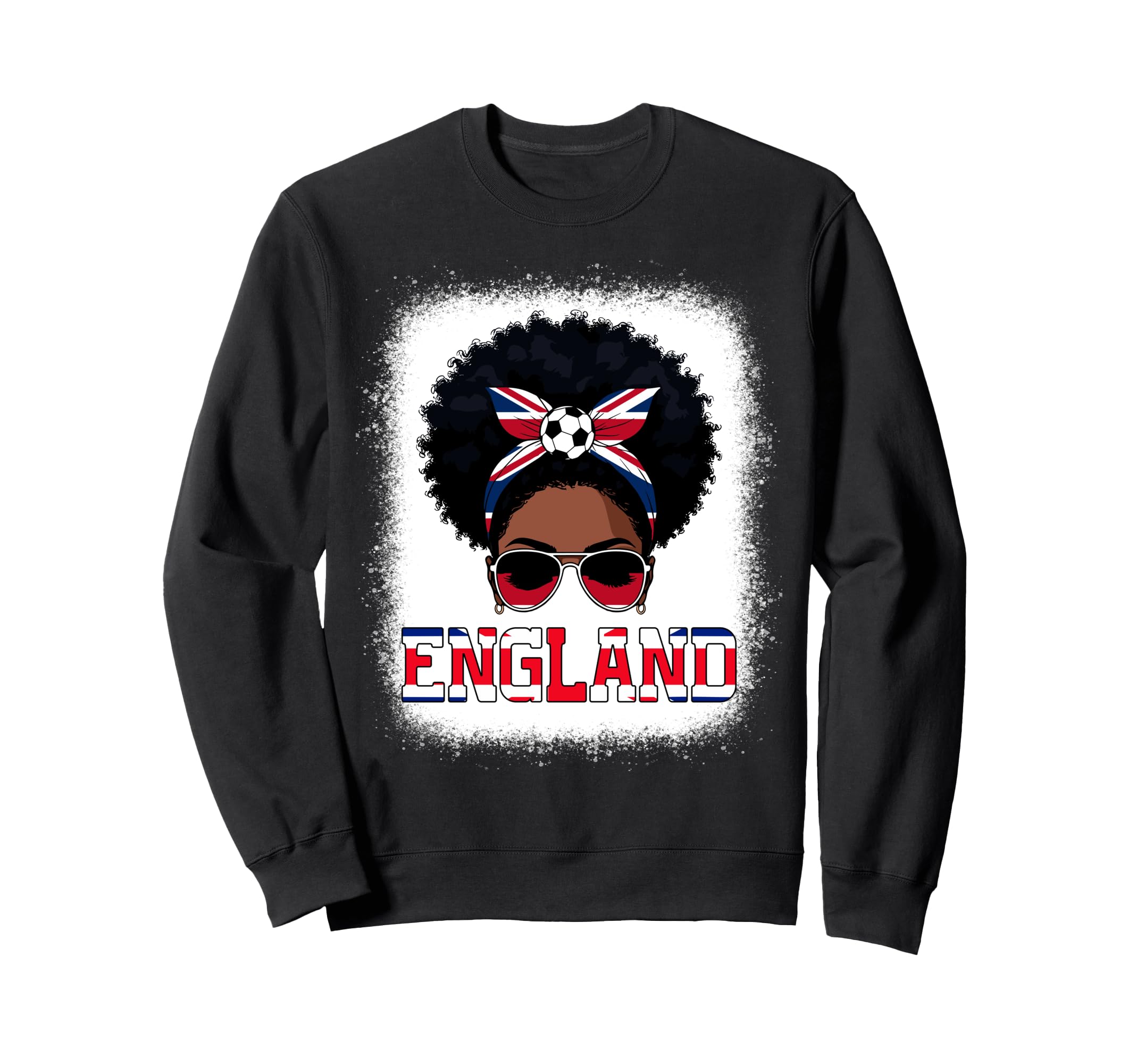 England Messy Bun Black Soccer Sweatshirt - Casual Everyday Wear for Adults - T-Shirt, Sweatshirt, Hoodie